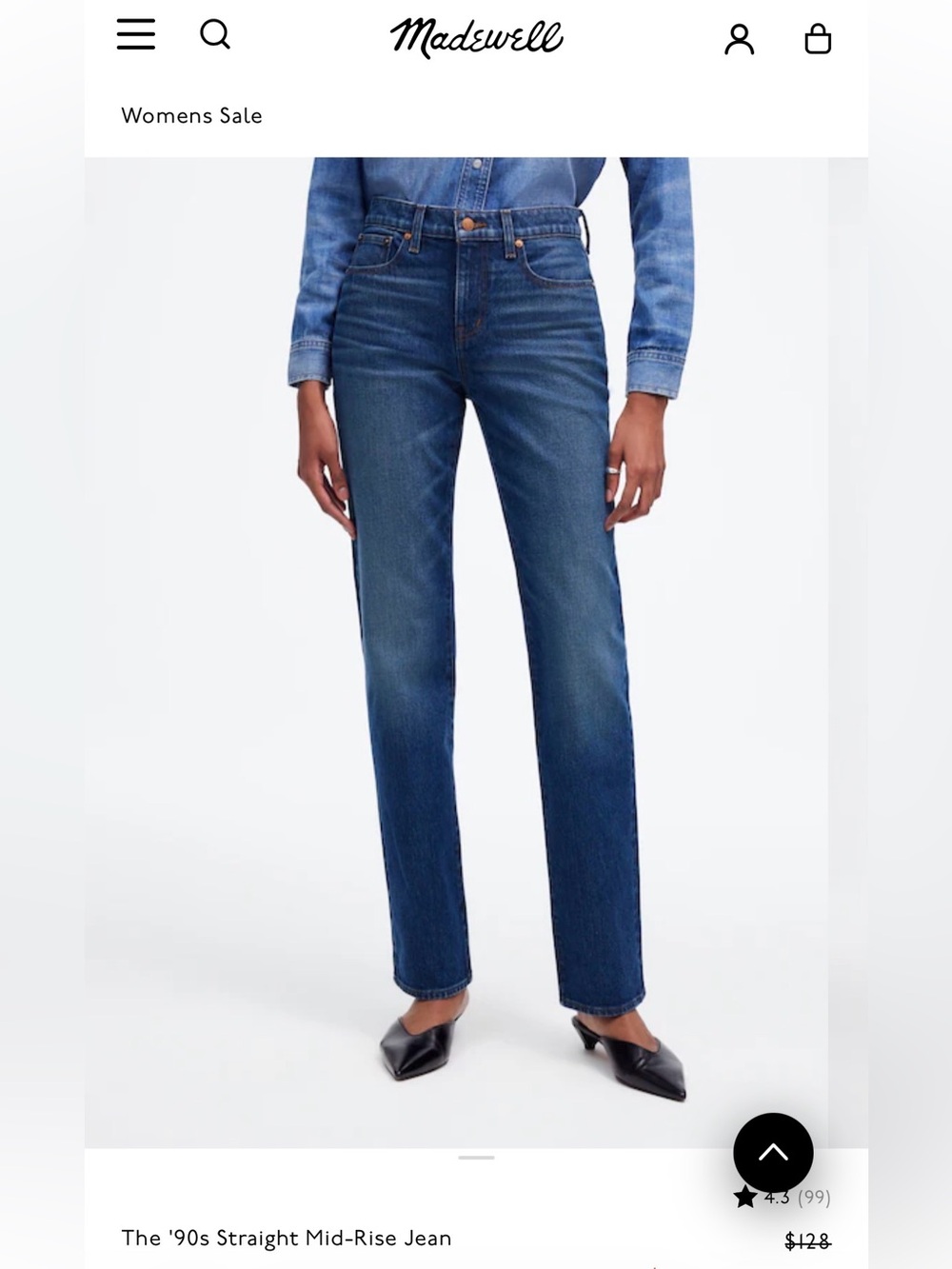 Madewell Dark Blue 90’s Straight Mid Rise Jeans